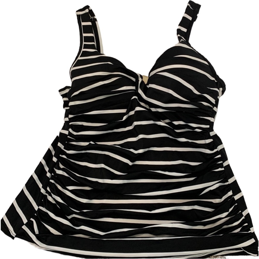 Talbots black and white strips swim tops